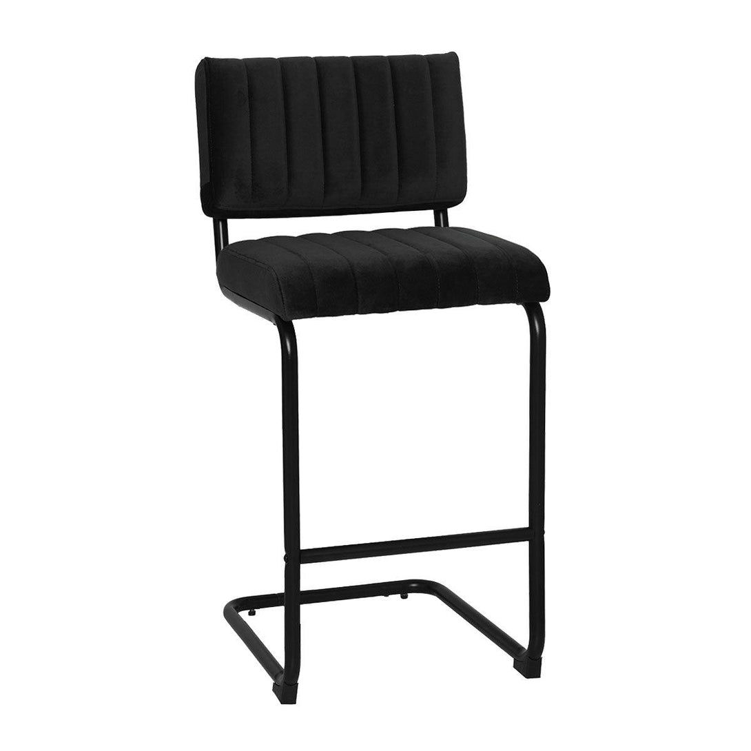 Mila Bar Stool (Set of 2) - Black Velvet Fabric Black Legs - Moda Living