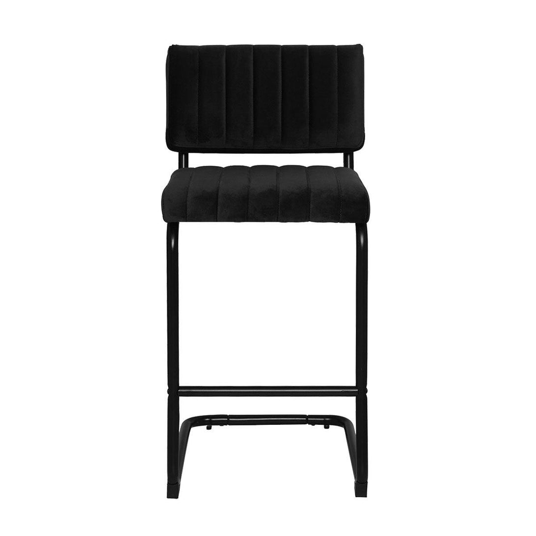 Mila Bar Stool (Set of 2) - Black Velvet Fabric Black Legs - Moda Living