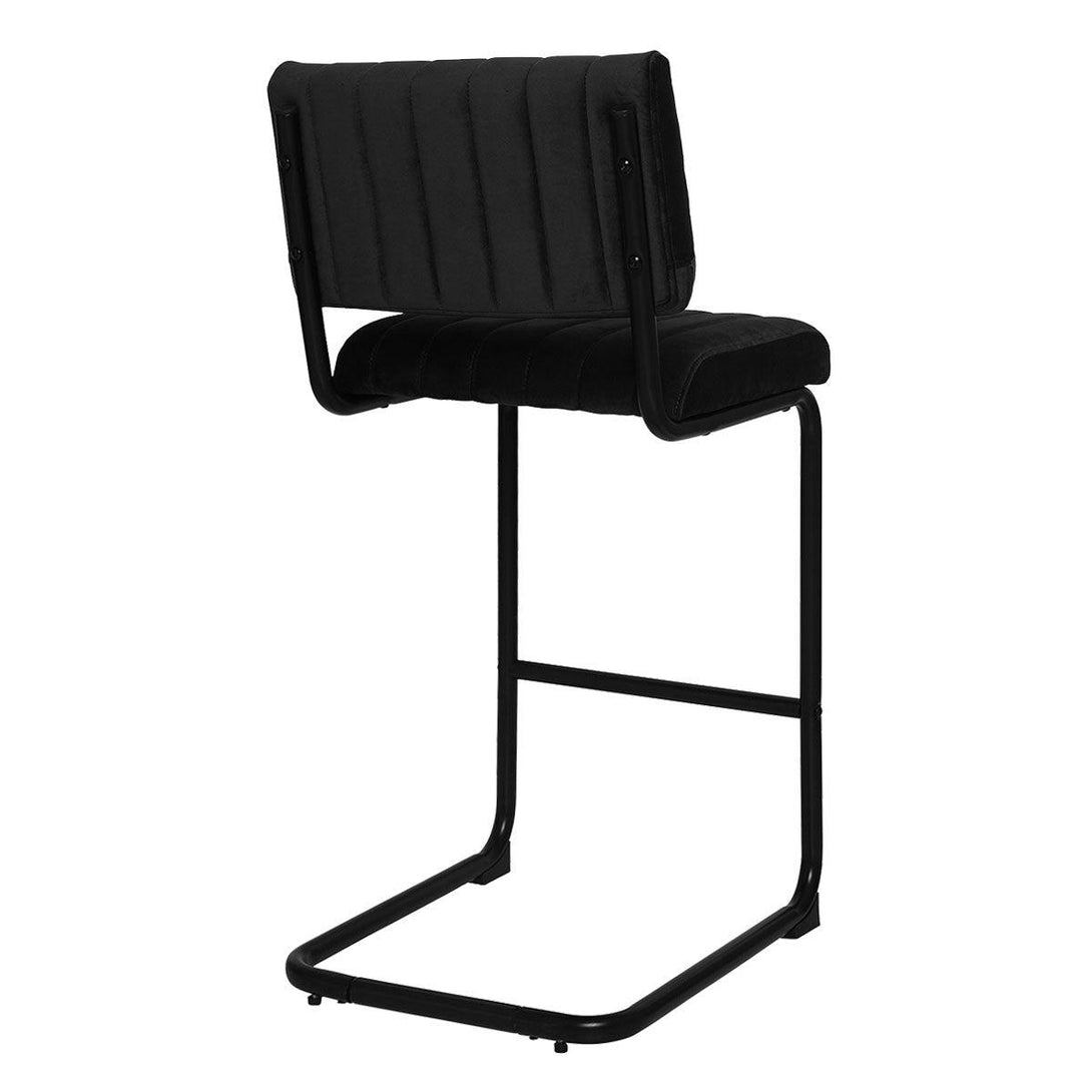 Mila Bar Stool (Set of 2) - Black Velvet Fabric Black Legs - Moda Living