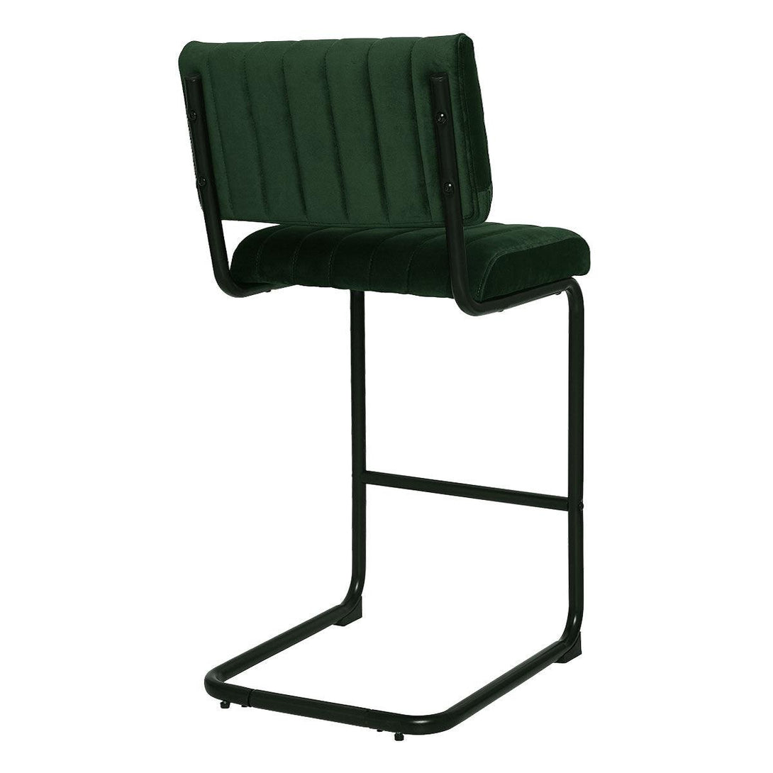 Mila Bar Stool (Set of 2) - Dark Green Velvet Fabric Black Legs - Moda Living