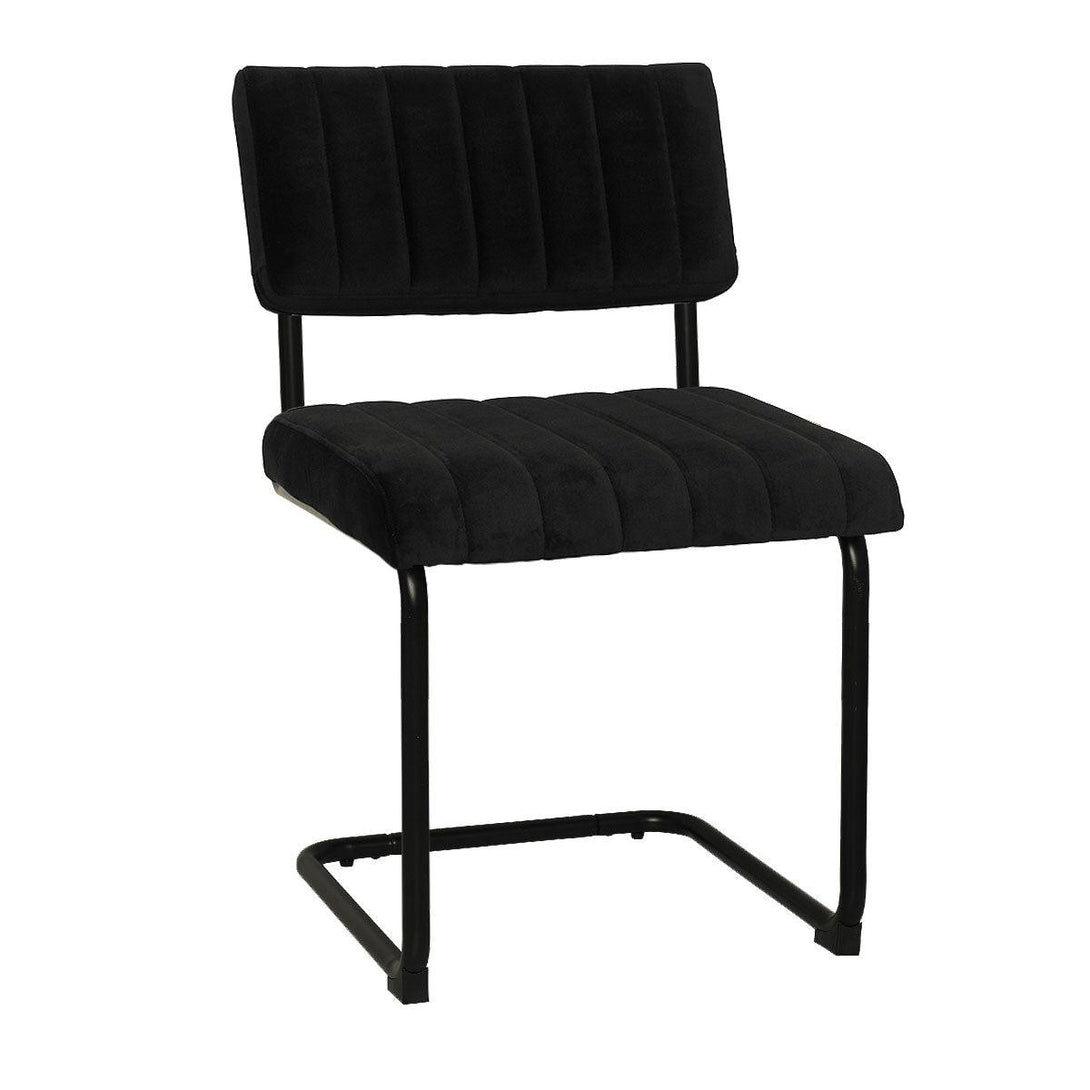 Mila Dining Chair (Set of 2) - Black Velvet Fabric Black Legs - Moda Living