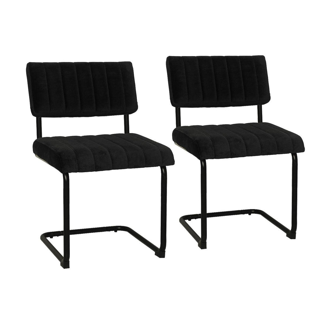 Mila Dining Chair (Set of 2) - Black Velvet Fabric Black Legs - Moda Living