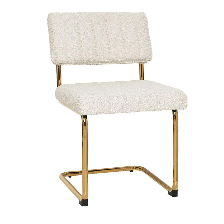 Mila Dining Chair (Set of 2) - Light Beige Boucle Fabric Golden Legs - Moda Living