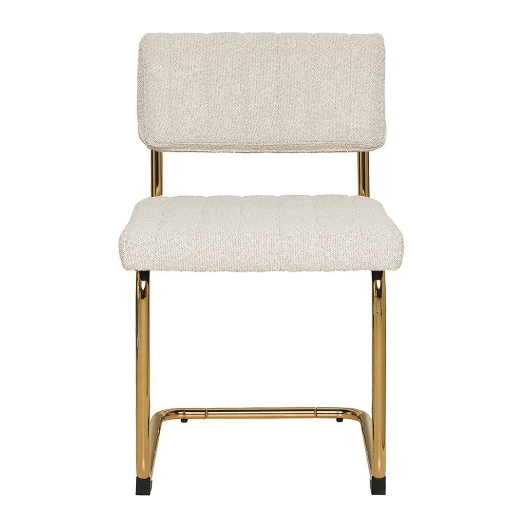 Mila Dining Chair (Set of 2) - Light Beige Boucle Fabric Golden Legs - Moda Living