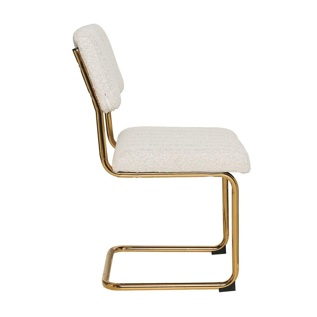 Mila Dining Chair (Set of 2) - Light Beige Boucle Fabric Golden Legs - Moda Living