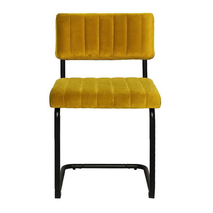 Mila Dining Chair (Set of 2) - Yellow Velvet Fabric Black Golden Legs - Moda Living