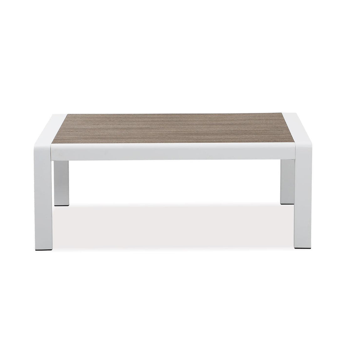 Florence White Aluminium Outdoor Coffee Table with Polywood Top - Moda Living