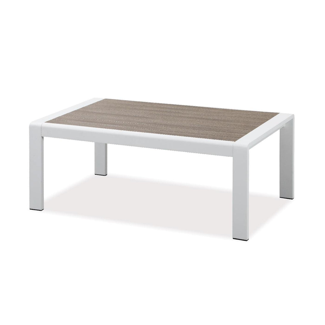 Florence White Aluminium Outdoor Coffee Table with Polywood Top - Moda Living