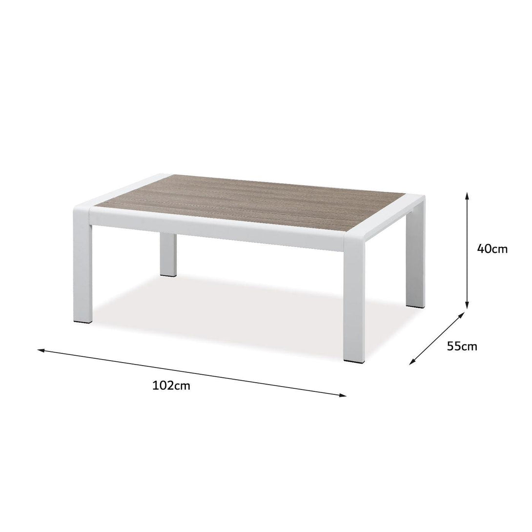 Florence White Aluminium Outdoor Coffee Table with Polywood Top - Moda Living