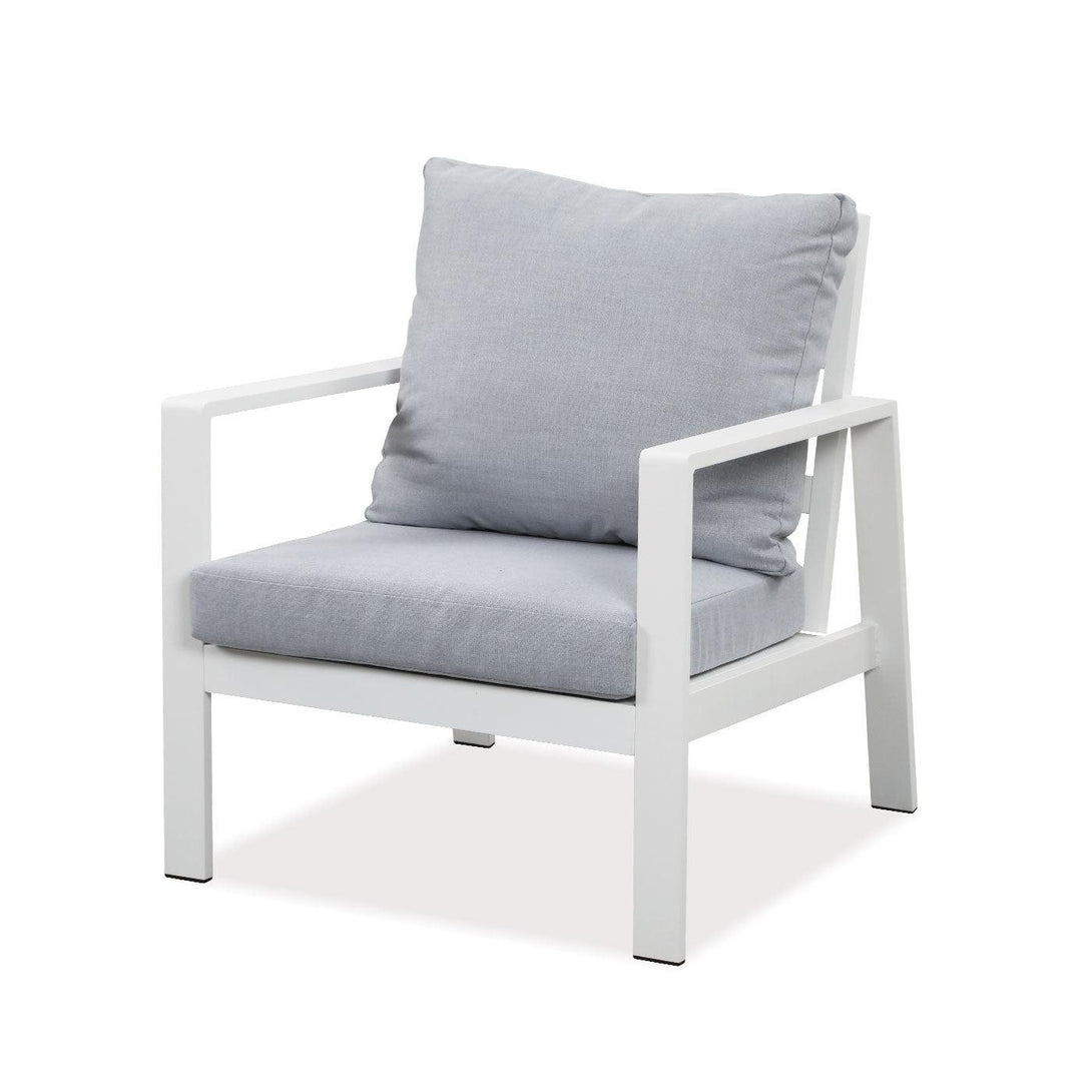 Florence 4 Seater White Aluminium Sofa Lounge Set - Light Grey Cushion - Moda Living