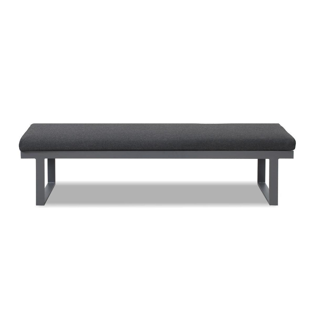 Clayton Charcoal Aluminium Outdoor Bench with Dark Grey Cushion (Set of Two) - Moda Living