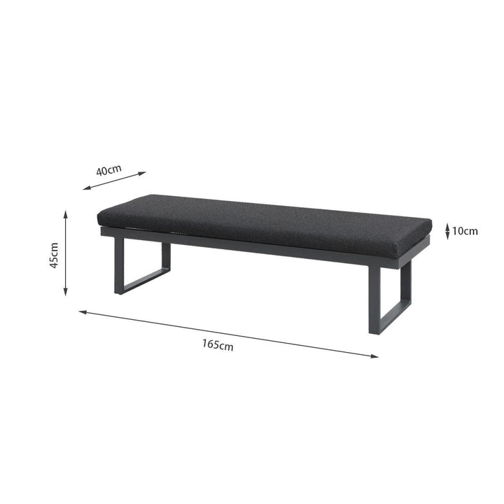 Clayton Charcoal Aluminium Outdoor Bench with Dark Grey Cushion (Set of Two) - Moda Living