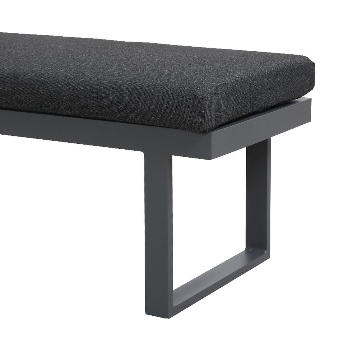 Clayton Charcoal Aluminium Outdoor Bench with Dark Grey Cushion (Set of Two) - Moda Living