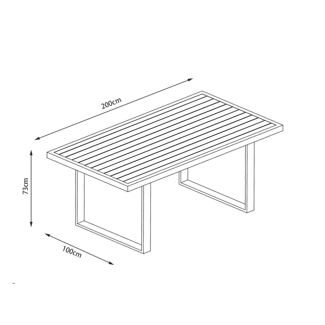 Clayton Charcoal Aluminium Outdoor Dining Table (200x100cm) - Moda Living