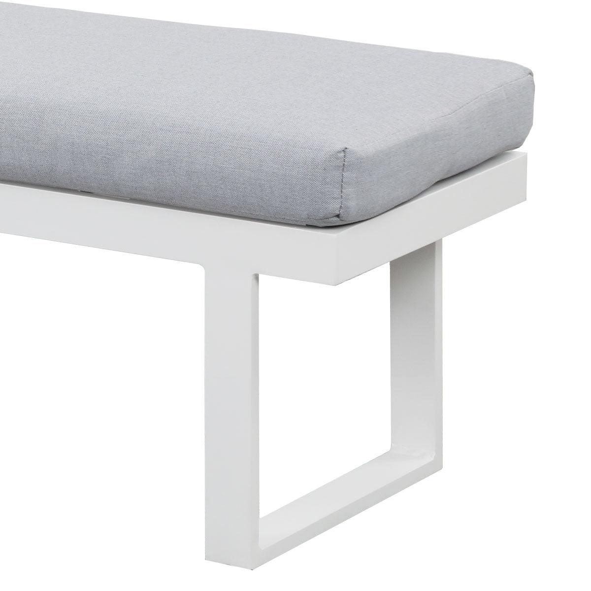 Clayton White Aluminium Outdoor Bench with Light Grey Cushion (Set of ...