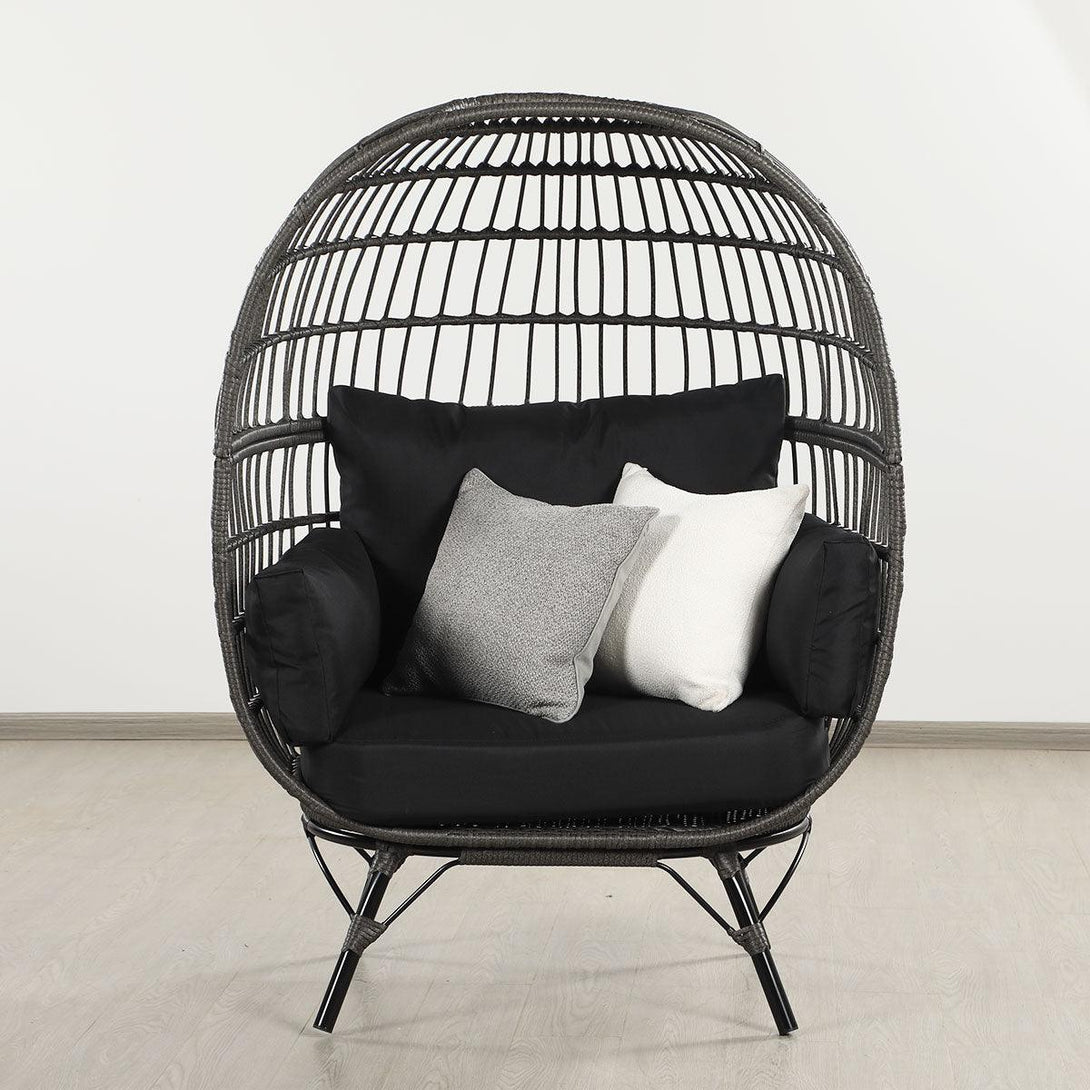 Bernice PE Wicker Egg Chair with Legs - Grey - Moda Living