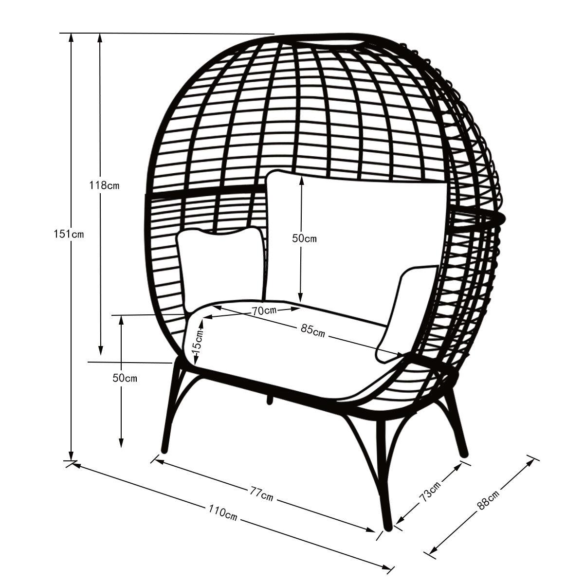 Bernice PE Wicker Egg Chair with Legs Grey Moda Living