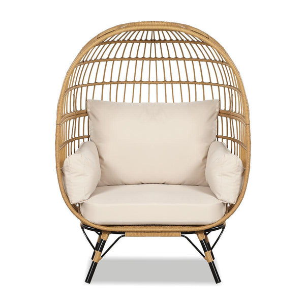 Bernice PE Wicker Egg Chair with Legs - Light Brown - Moda Living