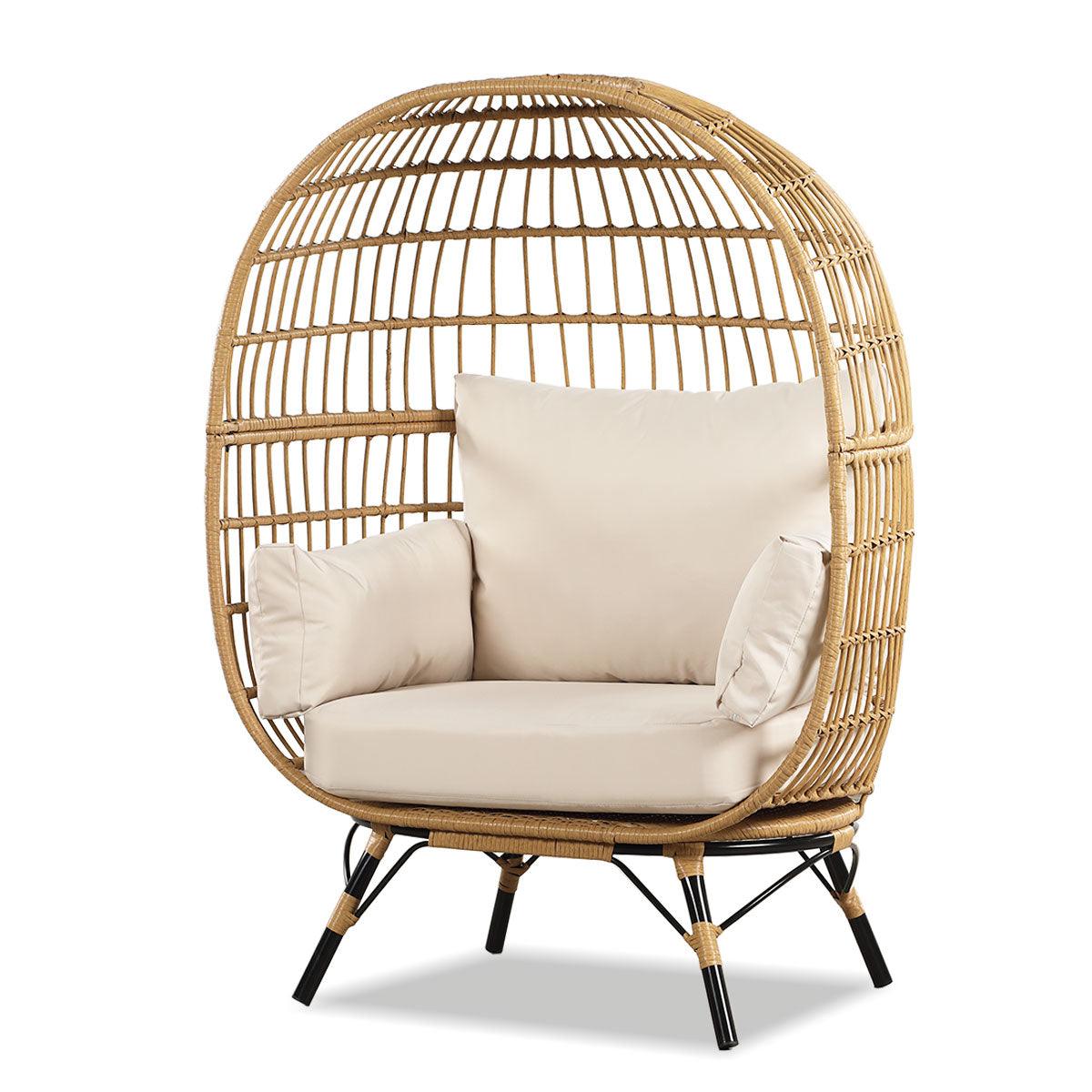 Bernice PE Wicker Egg Chair with Legs Light Brown Moda Living