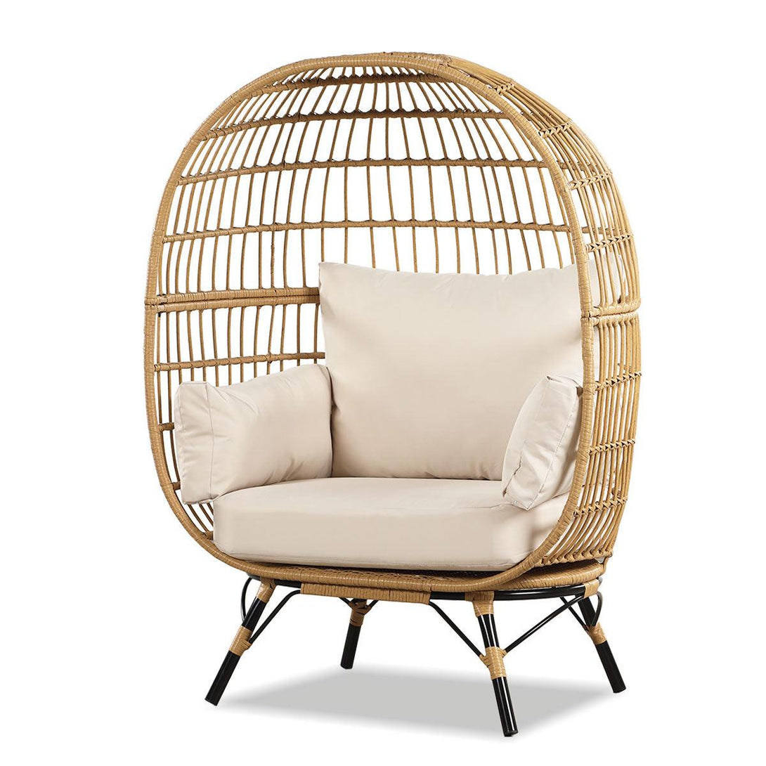 Bernice PE Wicker Egg Chair with Legs - Light Brown - Moda Living