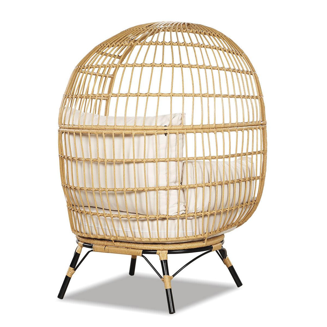 Bernice PE Wicker Egg Chair with Legs - Light Brown - Moda Living