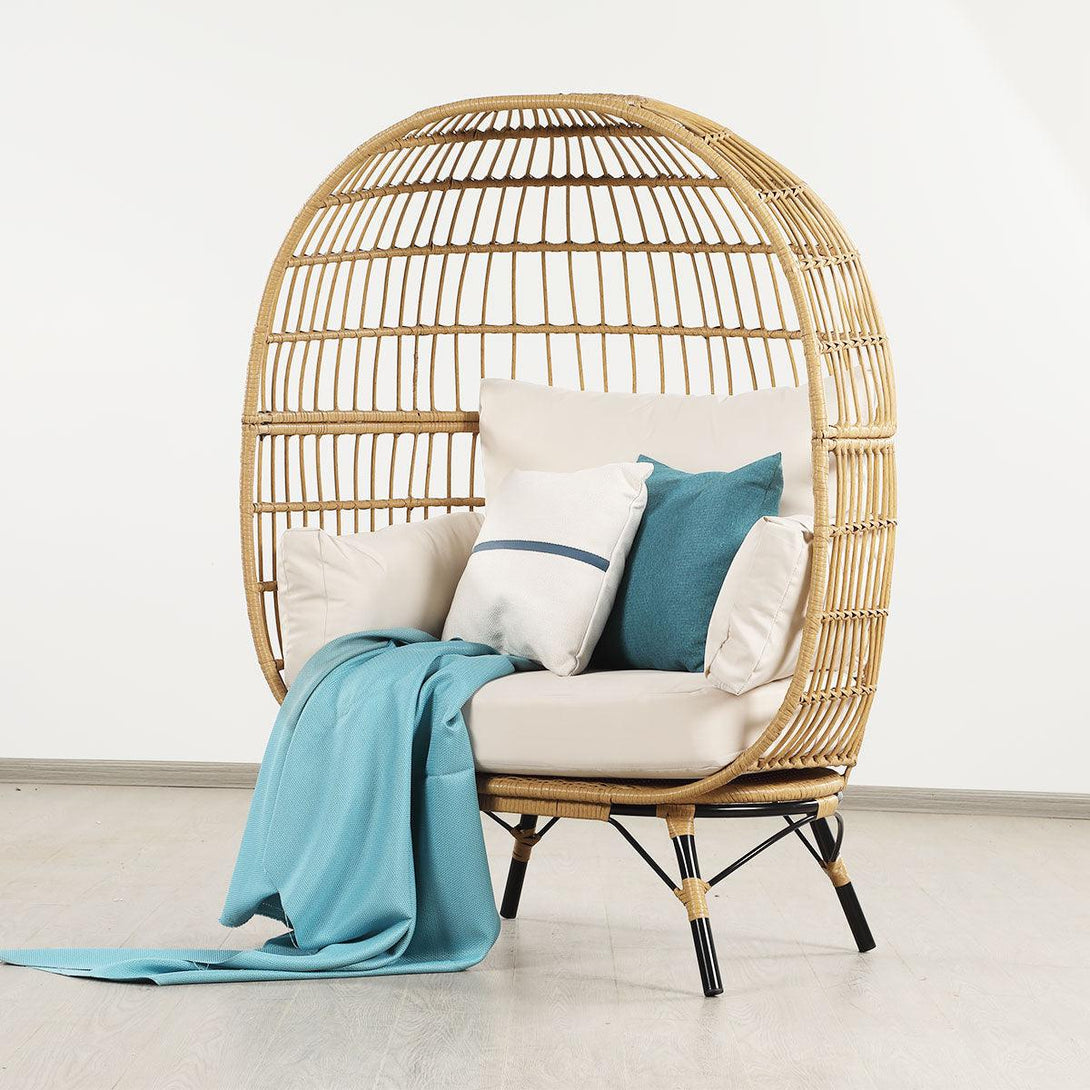 Bernice PE Wicker Egg Chair with Legs - Light Brown - Moda Living