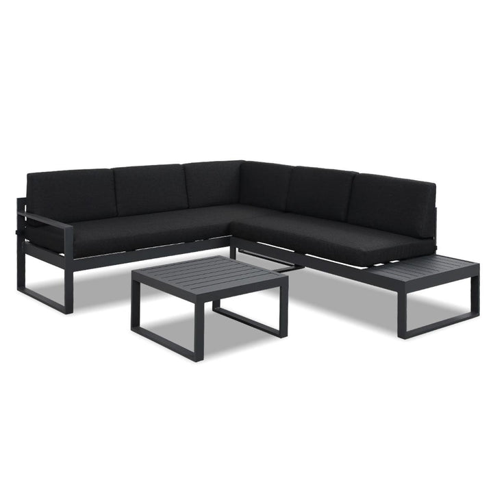 Milano Charcoal Aluminium Sofa Lounge Set - Dark Grey Cushion - Moda Living