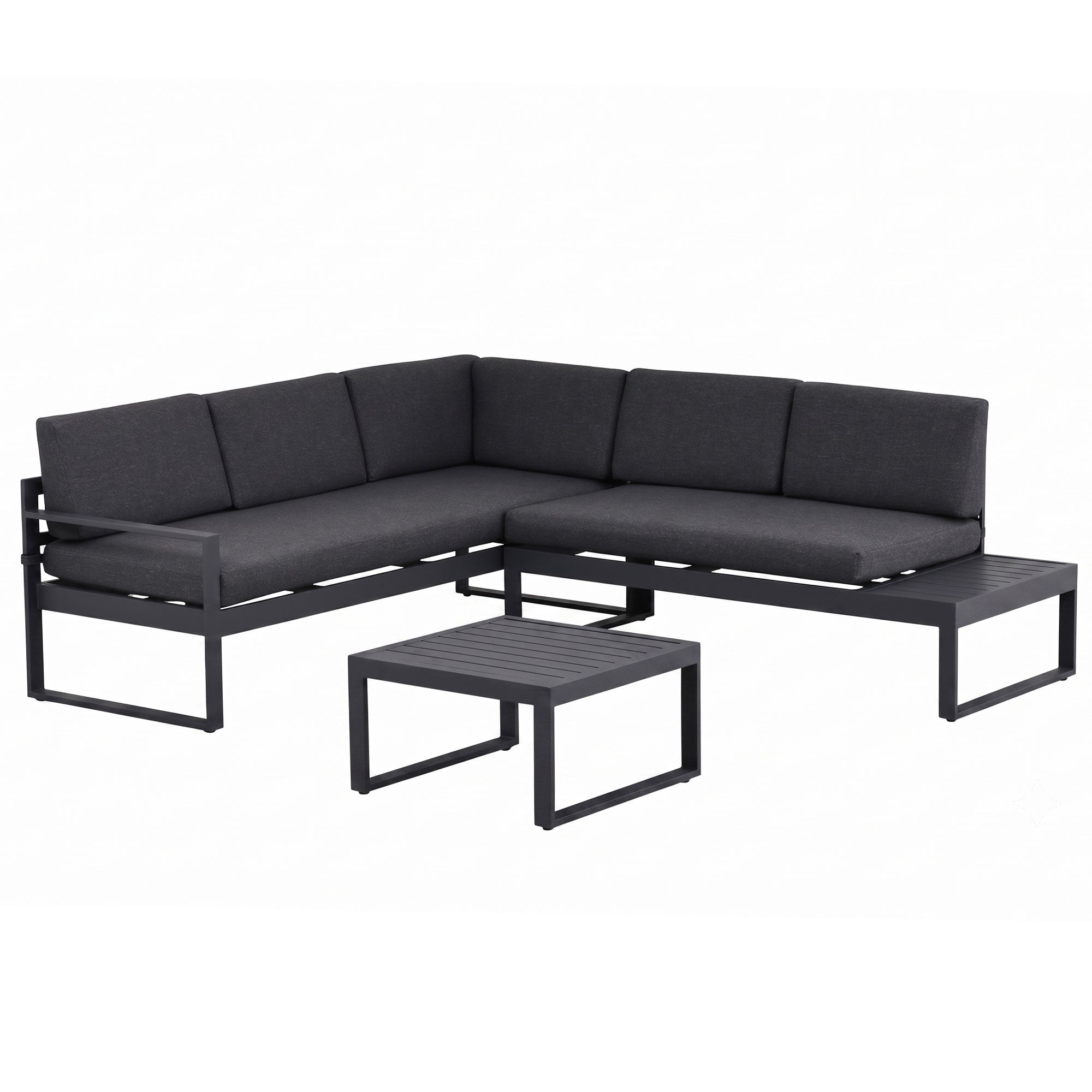 Milano Charcoal Aluminium Sofa Lounge Set - Dark Grey Cushion - Moda Living