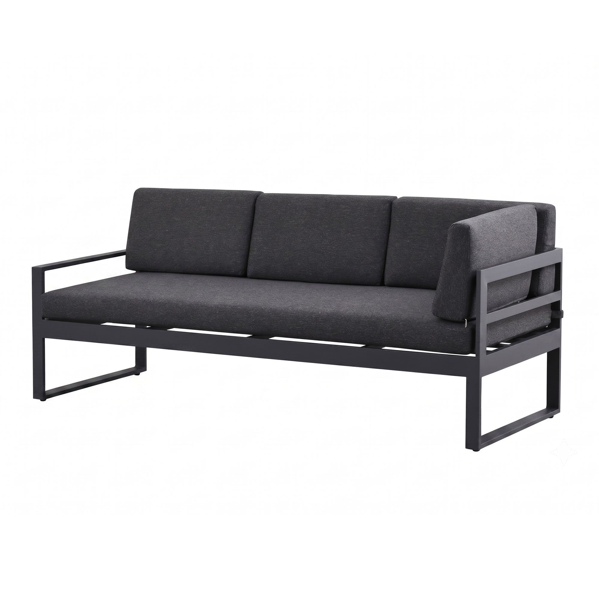 Milano Charcoal Aluminium Sofa Lounge Set - Dark Grey Cushion - Moda Living