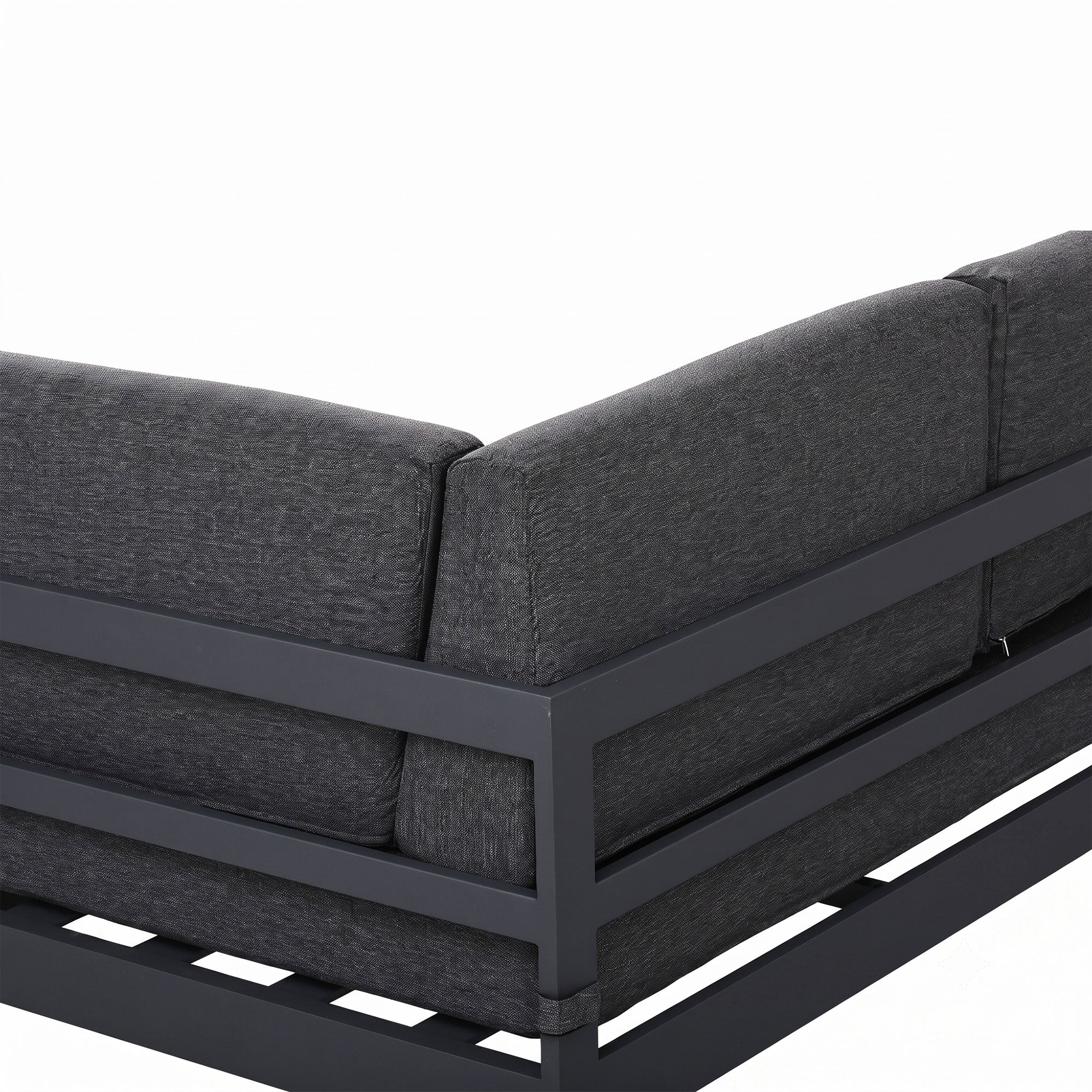 Milano Charcoal Aluminium Sofa Lounge Set - Dark Grey Cushion - Moda Living