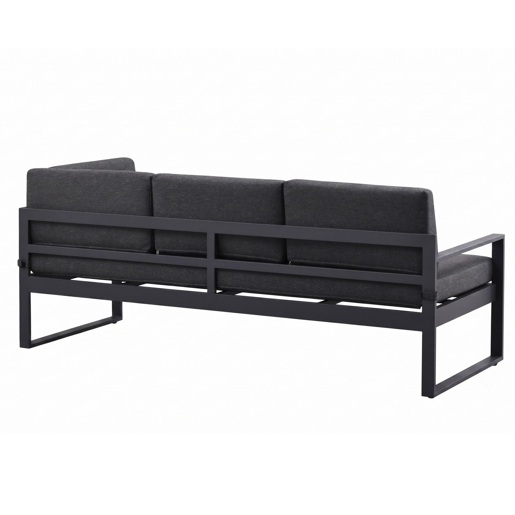 Milano Charcoal Aluminium Sofa Lounge Set - Dark Grey Cushion - Moda Living