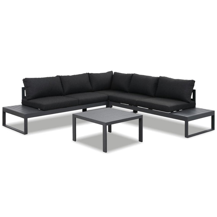 Hampton Charcoal Aluminium Sofa Lounge Set - Dark Grey Cushion - Moda Living