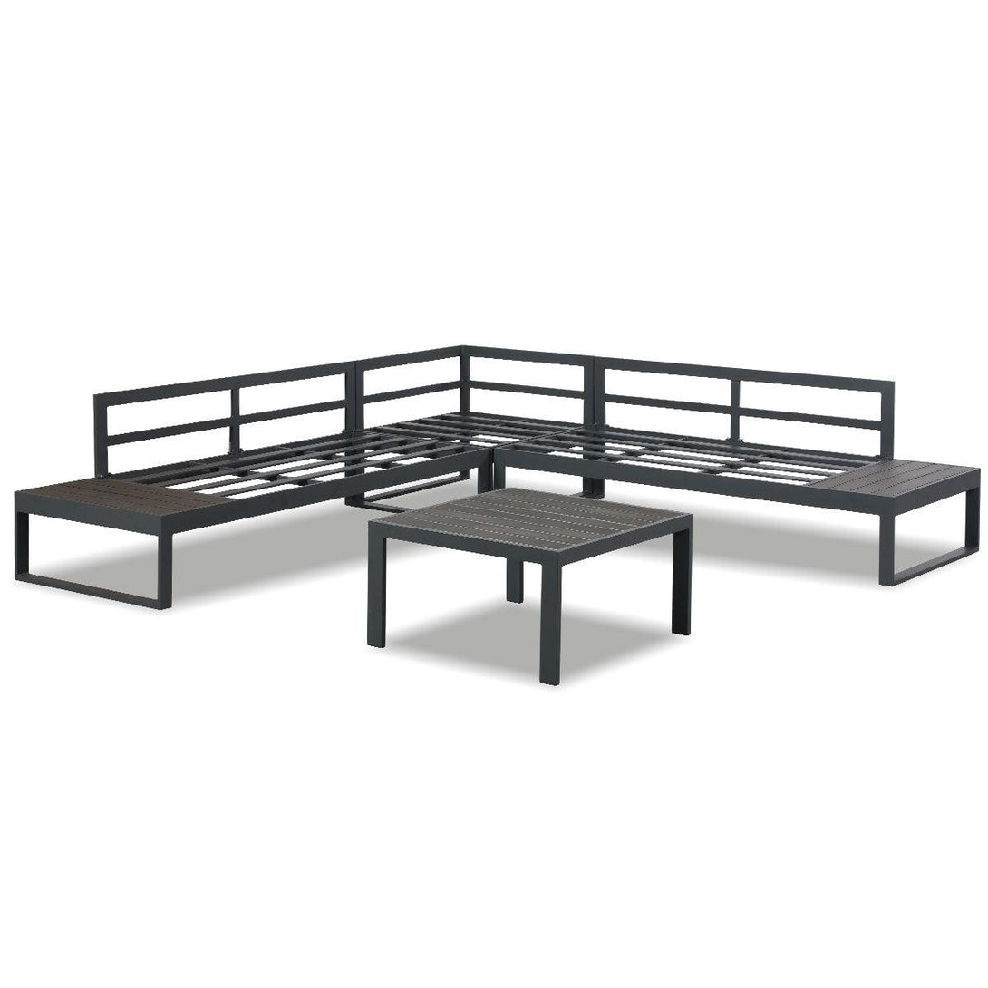 Hampton Charcoal Aluminium Sofa Lounge Set - Dark Grey Cushion - Moda Living