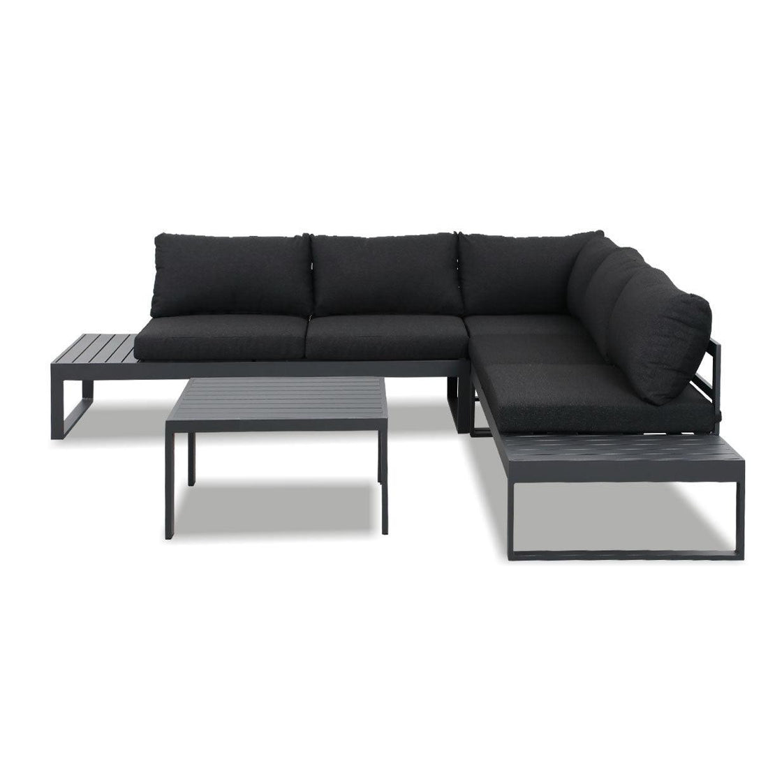 Hampton Charcoal Aluminium Sofa Lounge Set - Dark Grey Cushion - Moda Living