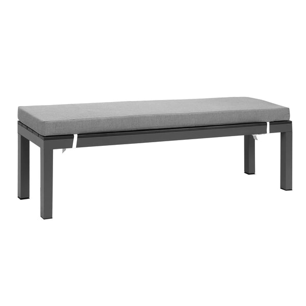 Manly Charcoal Aluminium Outdoor Polywood Top Bench with Grey Cushion (Set of Two) - Moda Living