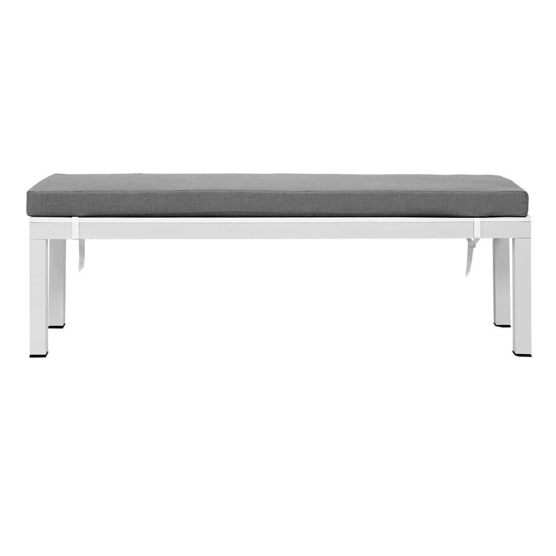 Manly White Aluminium Outdoor Polywood Top Bench with Grey Cushion (Set of Two) - Moda Living