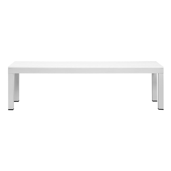 Manly White Aluminium Outdoor Polywood Top Bench with Grey Cushion (Set of Two) - Moda Living