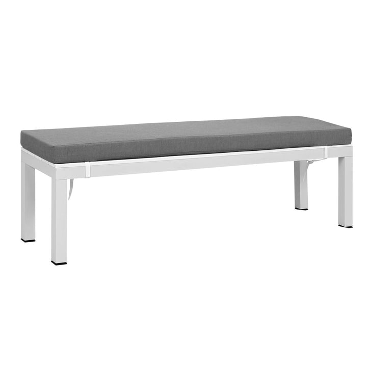 Manly White Aluminium Outdoor Polywood Top Bench with Grey Cushion (Set of Two) - Moda Living