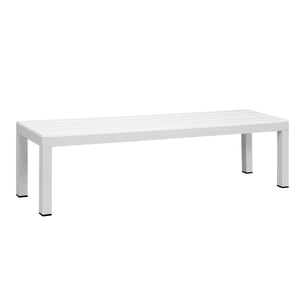 Manly White Aluminium Outdoor Polywood Top Bench with Grey Cushion (Set of Two) - Moda Living