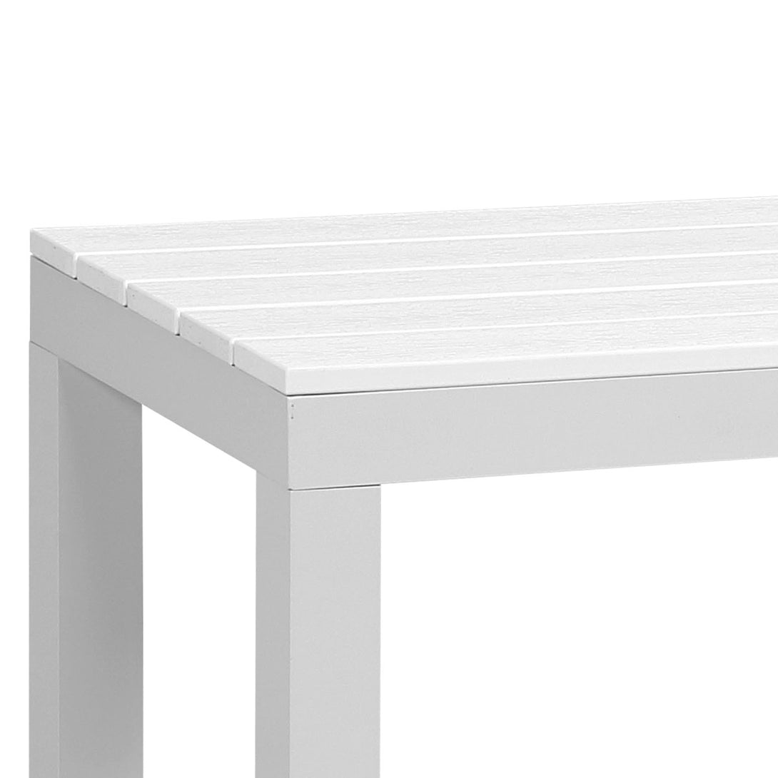 Manly White Aluminium Outdoor Polywood Top Bench with Grey Cushion (Set of Two) - Moda Living