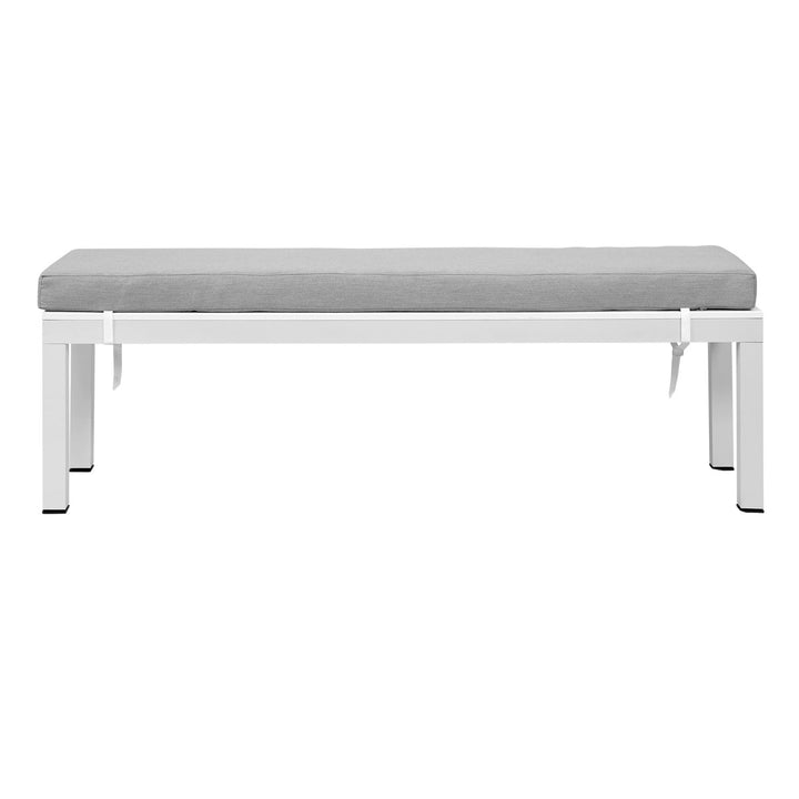 Manly White Aluminium Outdoor Polywood Top Bench with Light Grey Cushion (Set of Two) - Moda Living