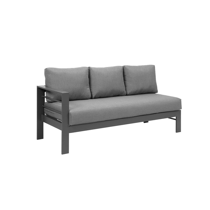 Paris 6 Seater Charcoal Aluminium L-Shaped Sofa Lounge Set - Grey Cushion - Moda Living