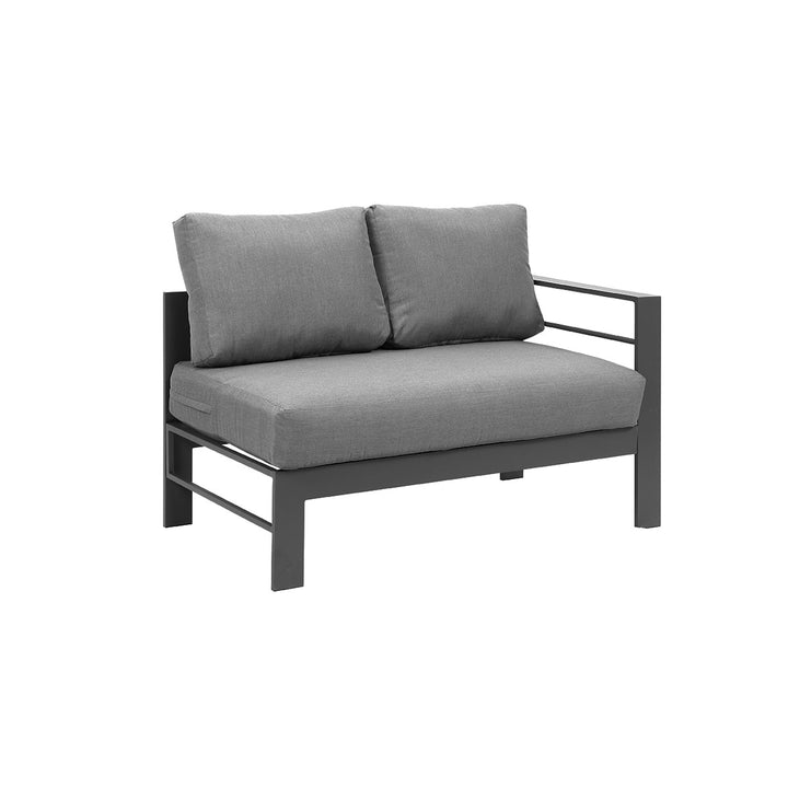 Paris 6 Seater Charcoal Aluminium L-Shaped Sofa Lounge Set - Grey Cushion - Moda Living