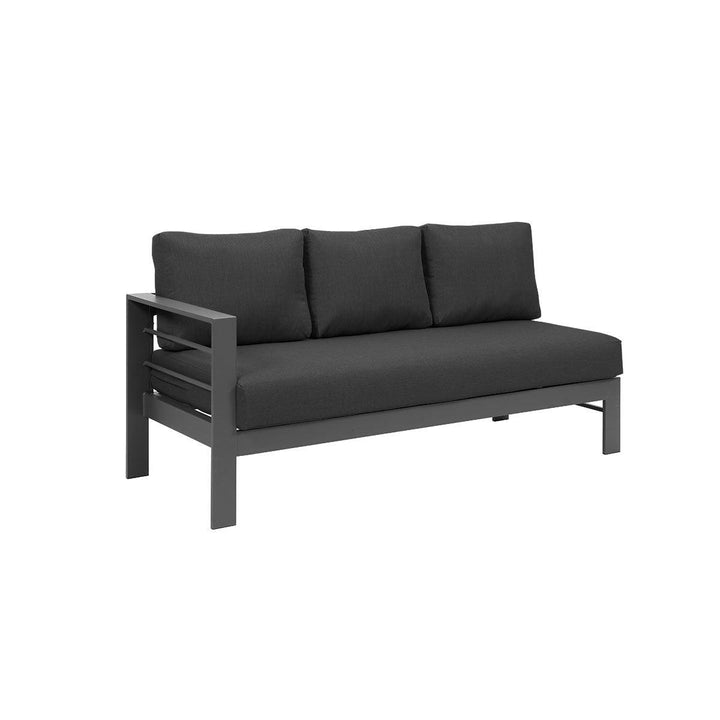 Paris 6 Seater Charcoal Aluminium L-Shaped Sofa Lounge - Dark Grey Cushion - Moda Living