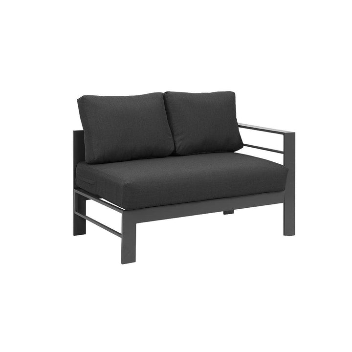 Paris 6 Seater Charcoal Aluminium L-Shaped Sofa Lounge Set - Dark Grey Cushion - Moda Living