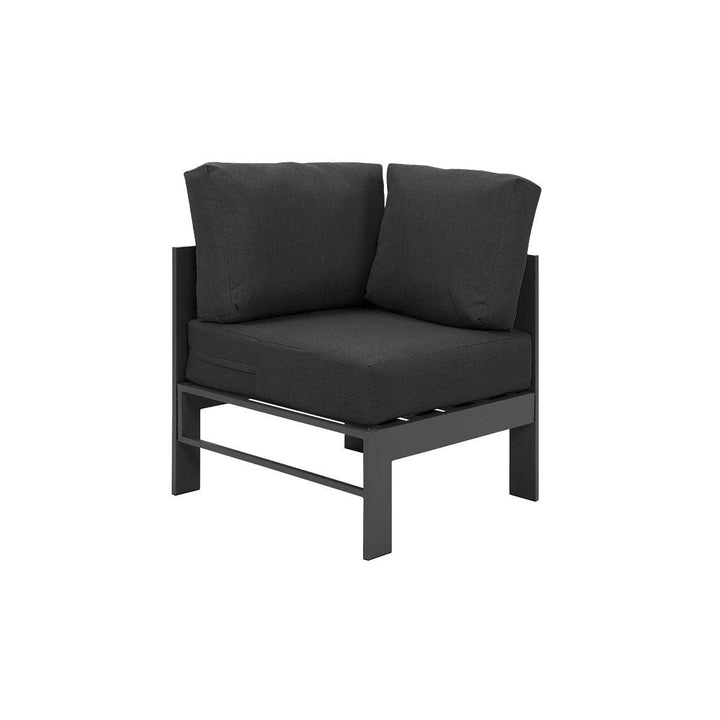 Paris 6 Seater Charcoal Aluminium L-Shaped Sofa Lounge - Dark Grey Cushion - Moda Living