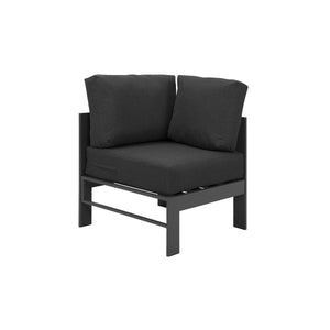 Paris 6 Seater Charcoal Aluminium L-Shaped Sofa Lounge Set - Dark Grey Cushion - Moda Living