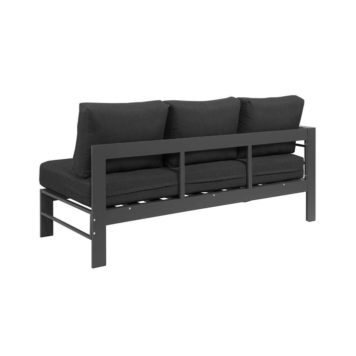 Paris 6 Seater Charcoal Aluminium L-Shaped Sofa Lounge - Dark Grey Cushion - Moda Living