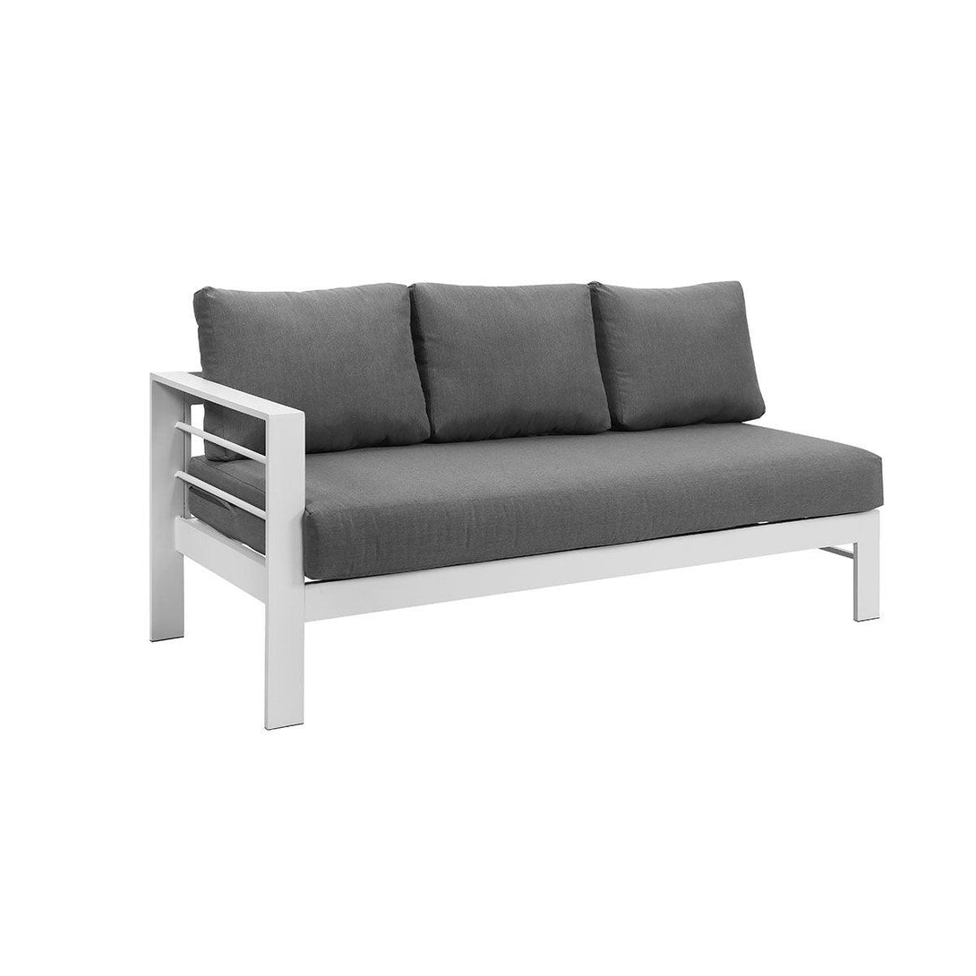 Paris 6 Seater White Aluminium L-Shaped Sofa Lounge Set - Grey Cushion - Moda Living