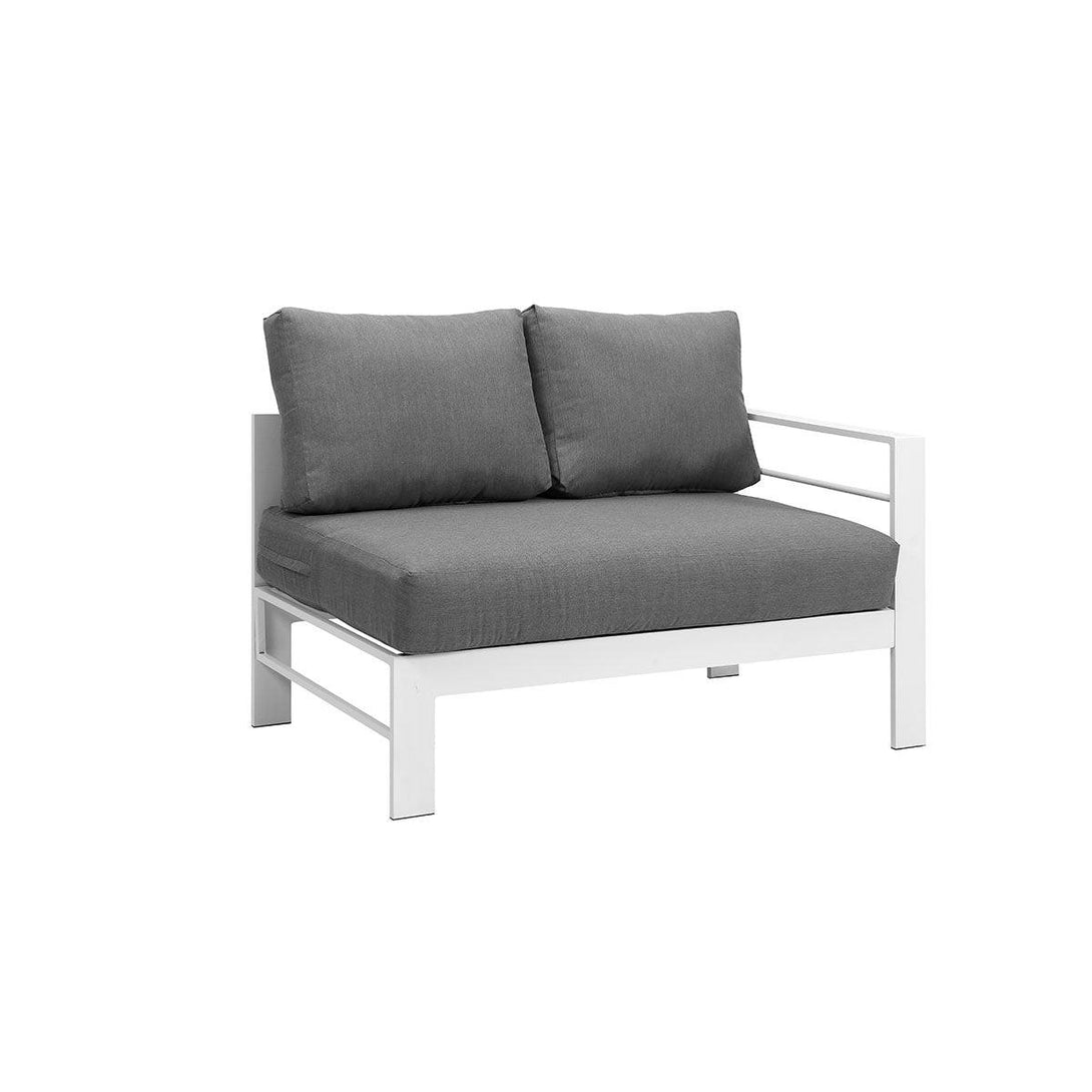 Paris 6 Seater White Aluminium L-Shaped Sofa Lounge Set - Grey Cushion - Moda Living